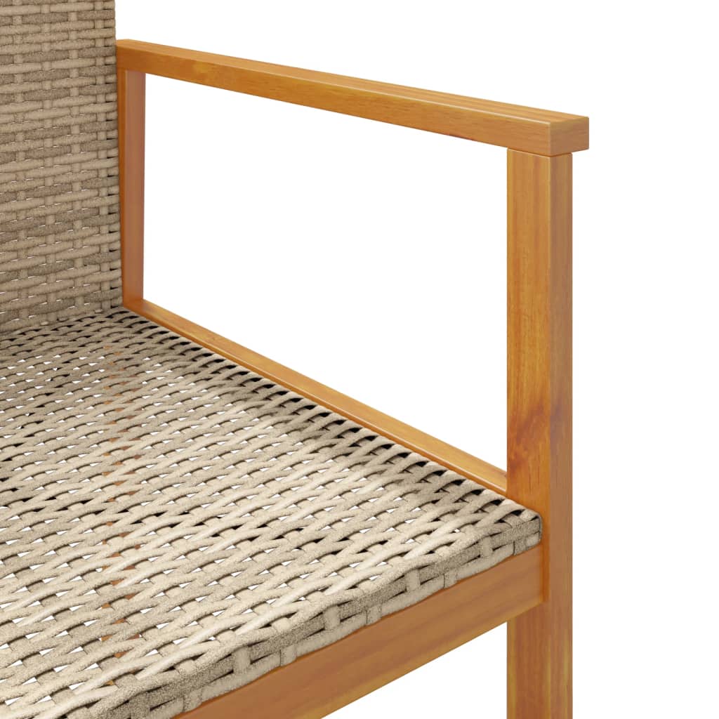 Sedie da Giardino 2 pz Beige in Polyrattan e Legno Massello | homemem39