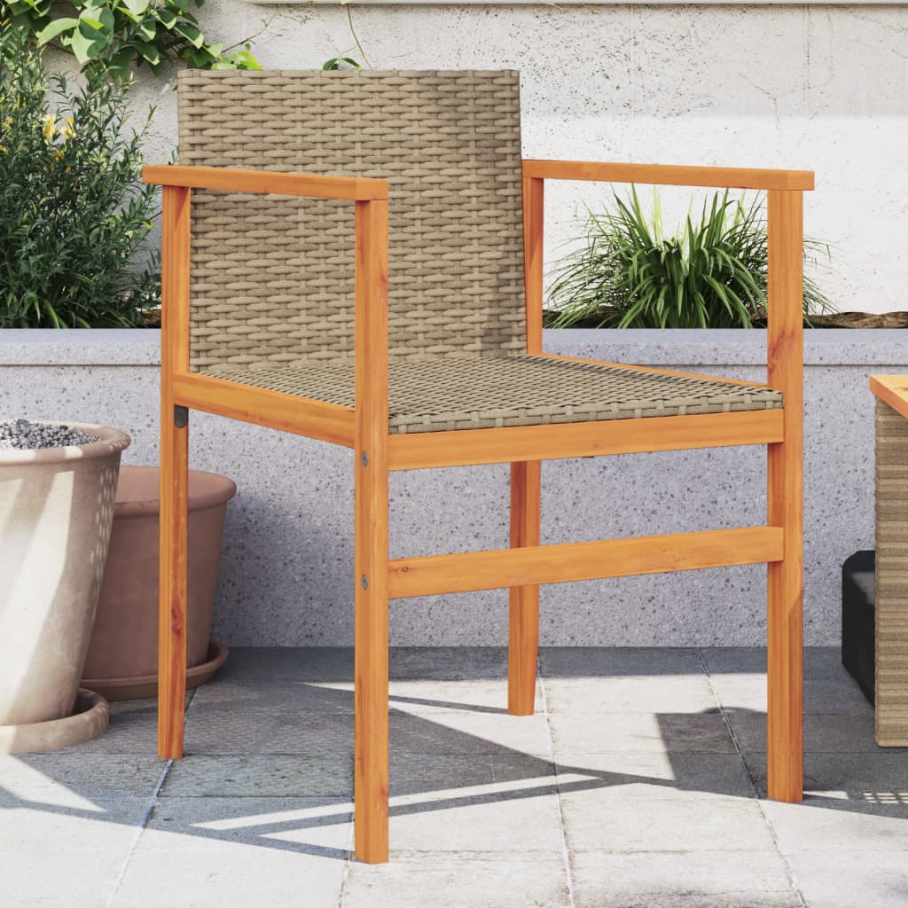 Sedie da Giardino 2 pz Beige in Polyrattan e Legno Massello - homemem39