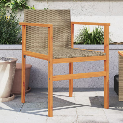 Sedie da Giardino 2 pz Beige in Polyrattan e Legno Massello - homemem39