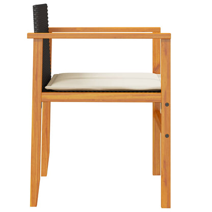 Sedie Giardino con Cuscini 2pz Nere Polyrattan e Legno Massello | homemem39