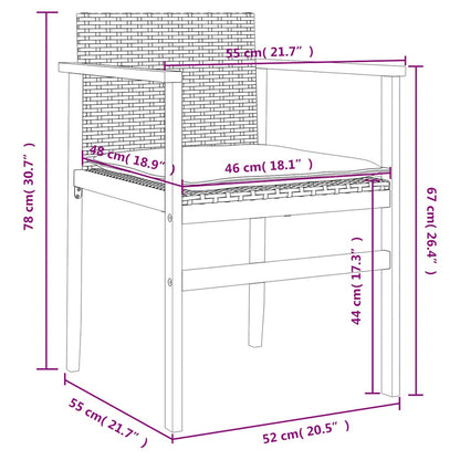 Sedie Giardino con Cuscini 2pz Nere Polyrattan e Legno Massello | homemem39
