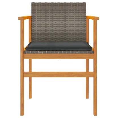 Sedie Giardino con Cuscini 2pz Grigie Polyrattan Legno Massello