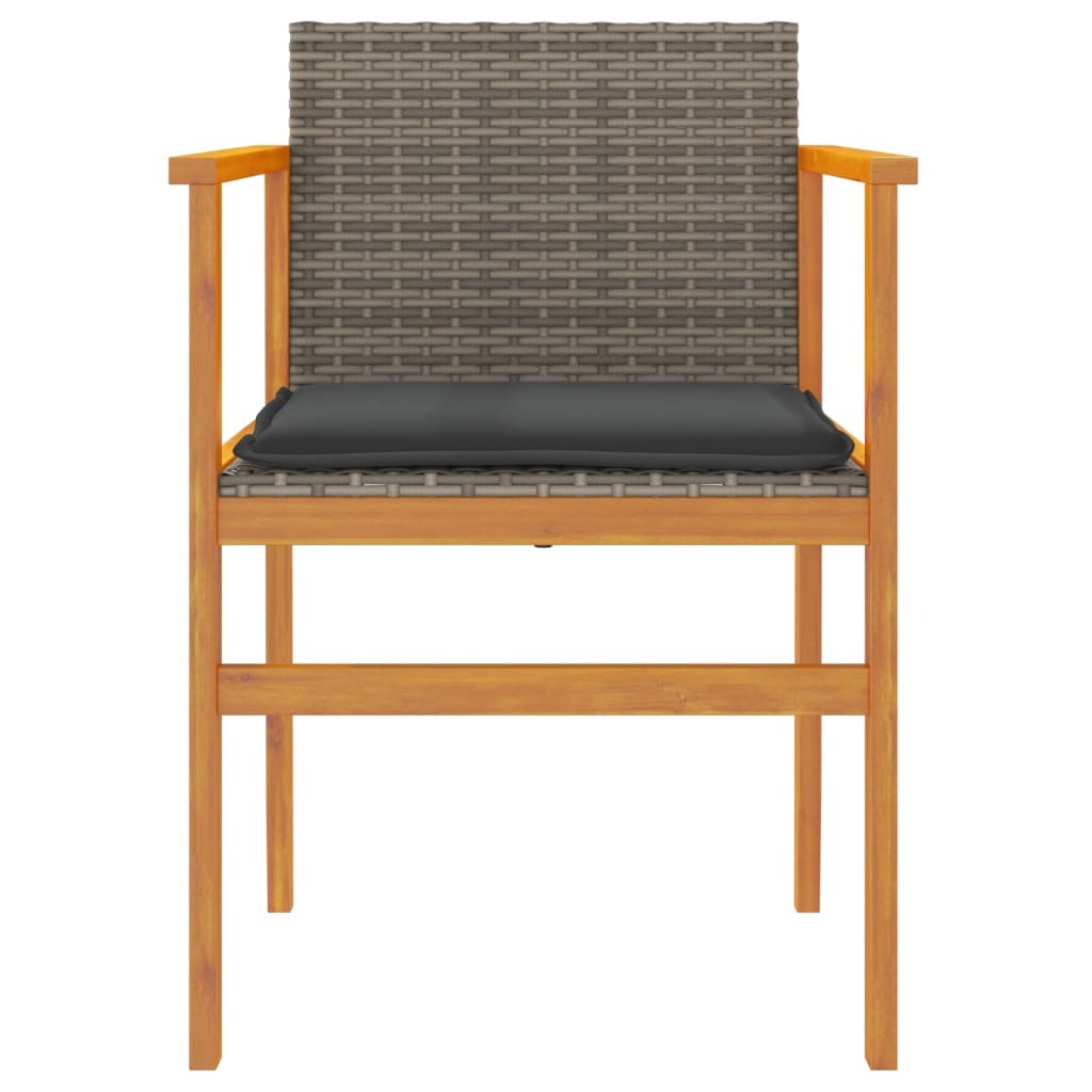 Sedie Giardino con Cuscini 2pz Grigie Polyrattan Legno Massello - homemem39