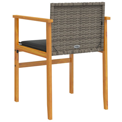 Sedie Giardino con Cuscini 2pz Grigie Polyrattan Legno Massello | homemem39