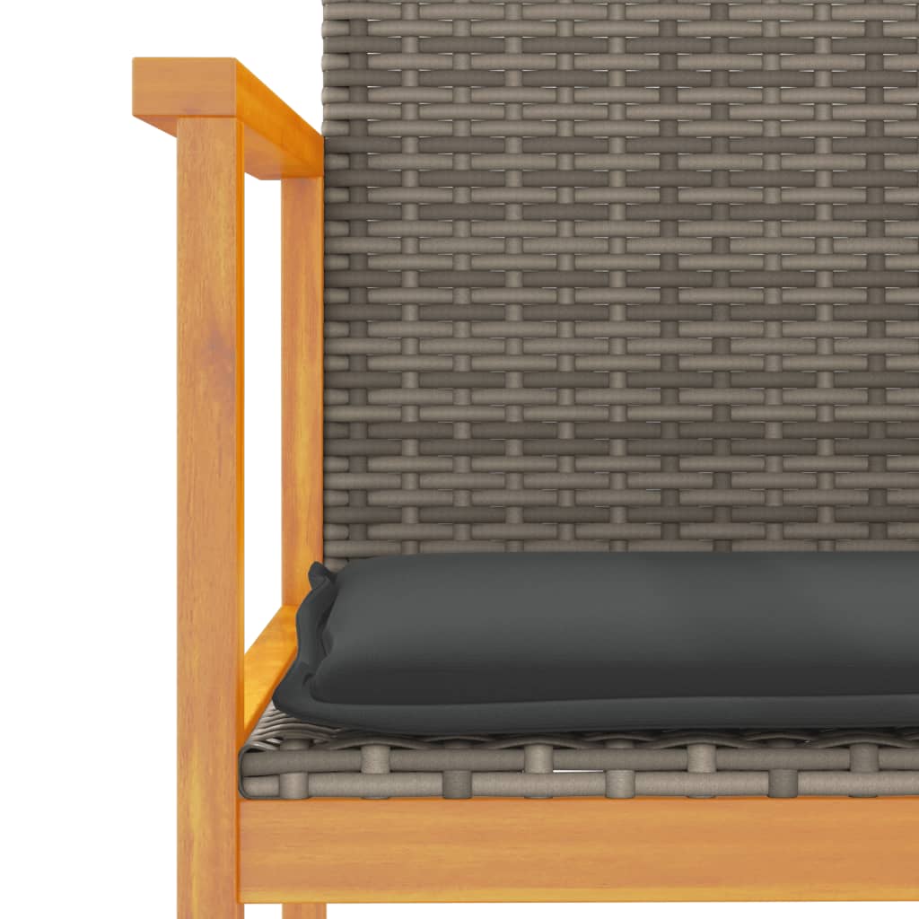 Sedie Giardino con Cuscini 2pz Grigie Polyrattan Legno Massello | homemem39