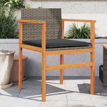 Sedie Giardino con Cuscini 2pz Grigie Polyrattan Legno Massello - homemem39