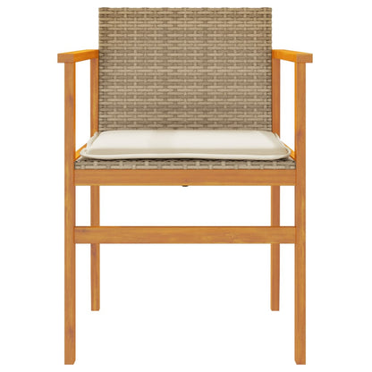 Sedie Giardino con Cuscini 2 pz Beige Polyrattan Legno Massello | homemem39