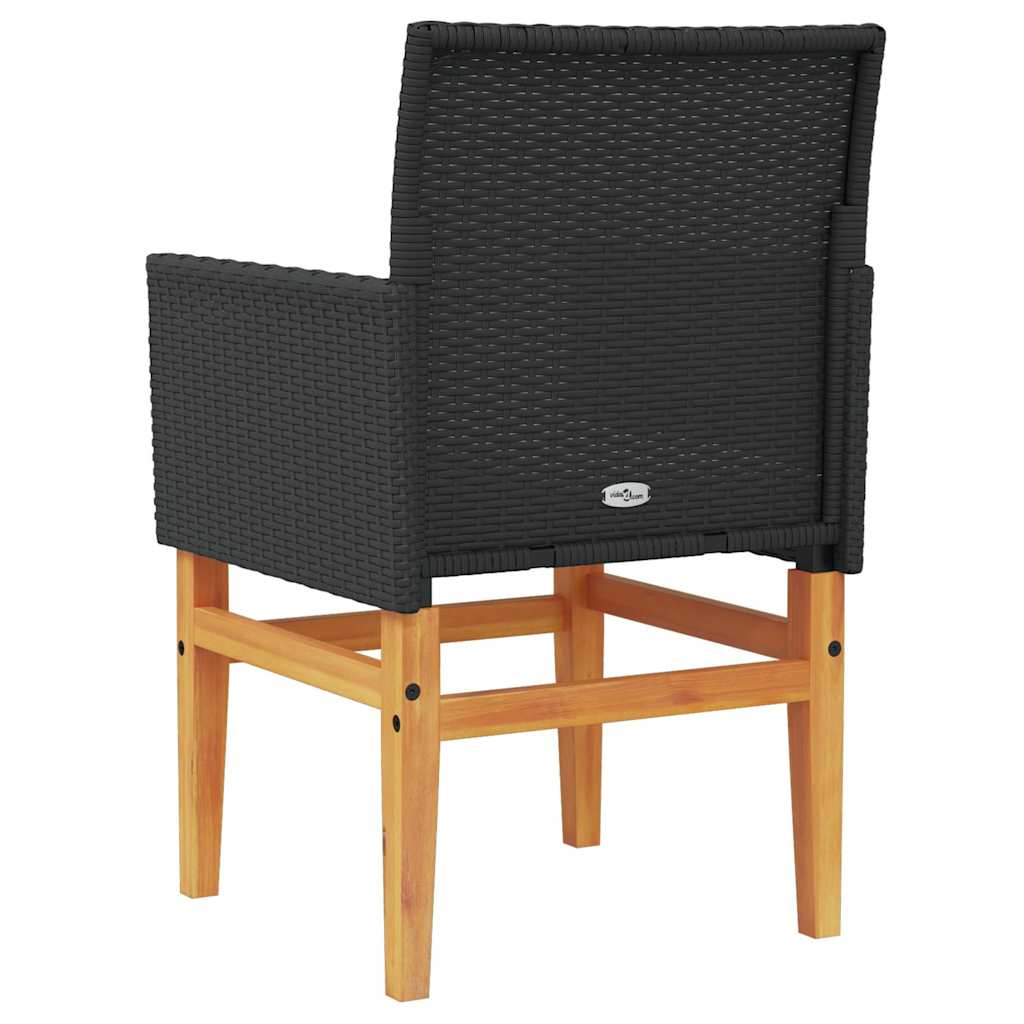 Sedie Giardino con Cuscini 2pz Nere Polyrattan e Legno Massello | homemem39