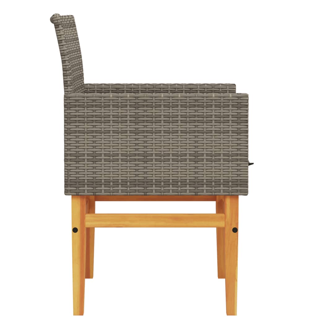 Sedie Giardino con Cuscini 2pz Grigie Polyrattan Legno Massello - homemem39
