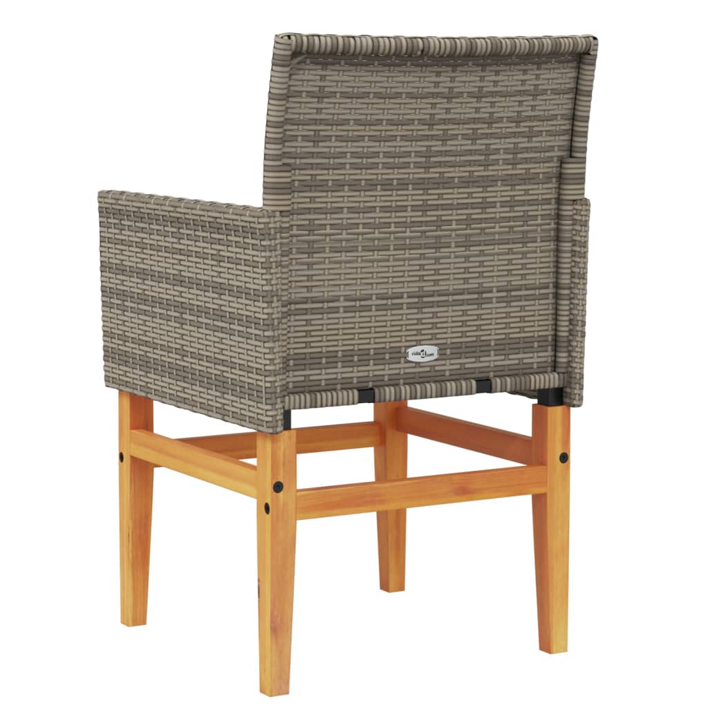Sedie Giardino con Cuscini 2pz Grigie Polyrattan Legno Massello - homemem39