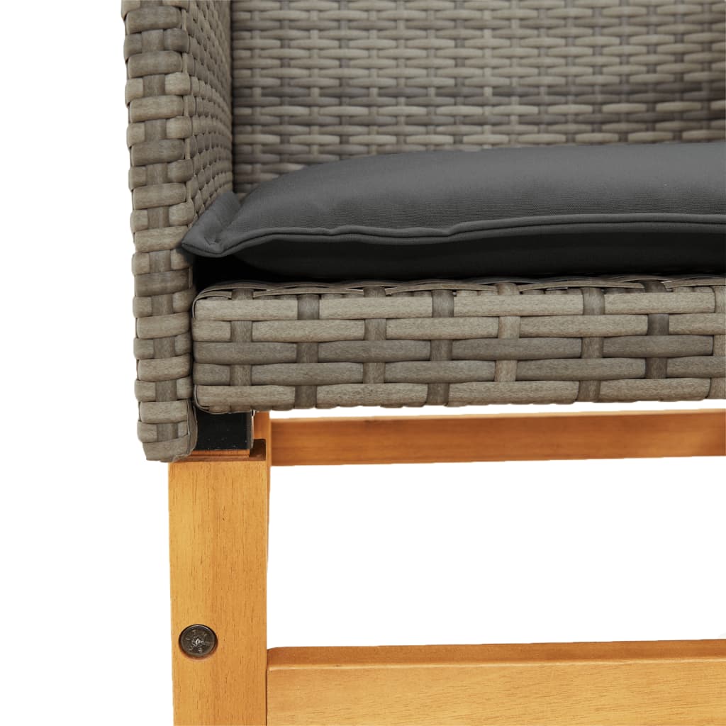 Sedie Giardino con Cuscini 2pz Grigie Polyrattan Legno Massello - homemem39