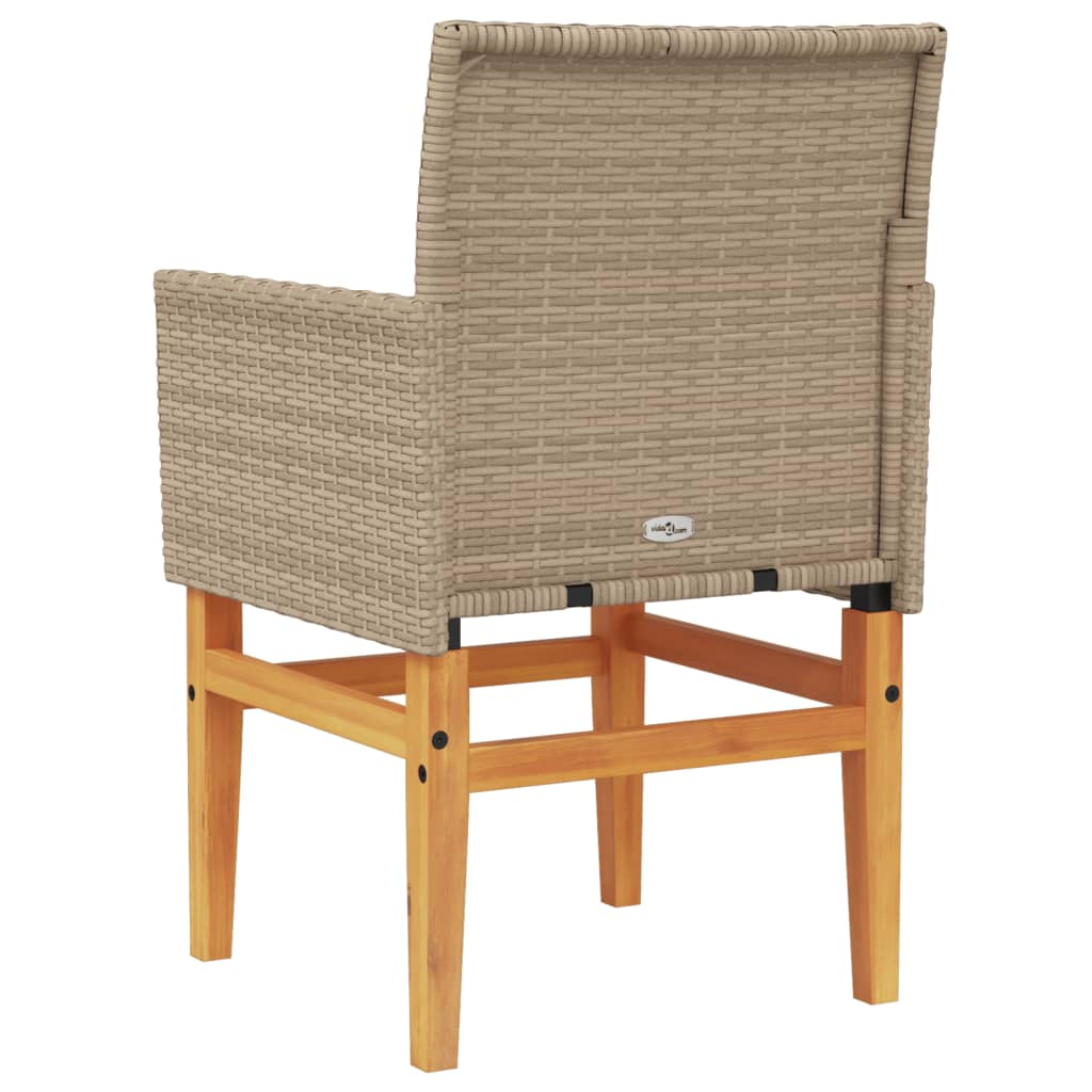 Sedie Giardino con Cuscini 2 pz Beige Polyrattan Legno Massello - homemem39