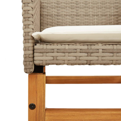 Sedie Giardino con Cuscini 2 pz Beige Polyrattan Legno Massello | homemem39