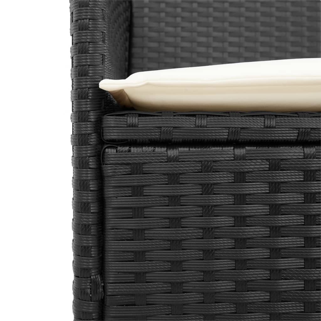 Sedie Giardino con Cuscini 2pz Nere Polyrattan e Legno Massello - homemem39