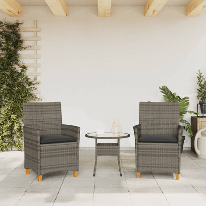 Sedie Giardino con Cuscini 2pz Grigie Polyrattan Legno Massello | homemem39