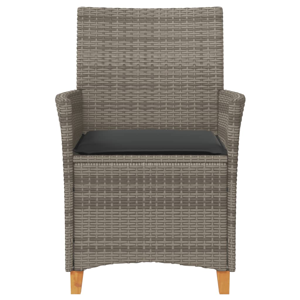 Sedie Giardino con Cuscini 2pz Grigie Polyrattan Legno Massello | homemem39