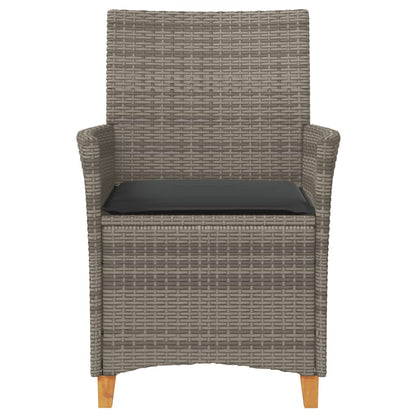 Sedie Giardino con Cuscini 2pz Grigie Polyrattan Legno Massello | homemem39