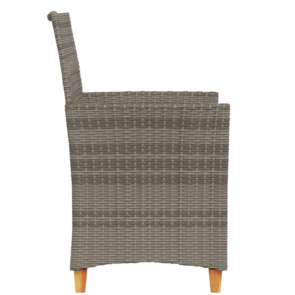 Sedie Giardino con Cuscini 2pz Grigie Polyrattan Legno Massello - homemem39