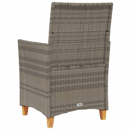 Sedie Giardino con Cuscini 2pz Grigie Polyrattan Legno Massello | homemem39