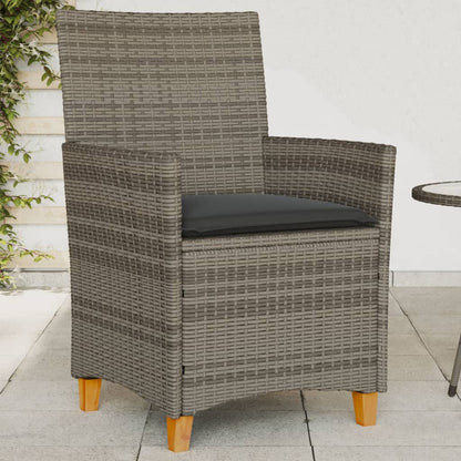 Sedie Giardino con Cuscini 2pz Grigie Polyrattan Legno Massello | homemem39