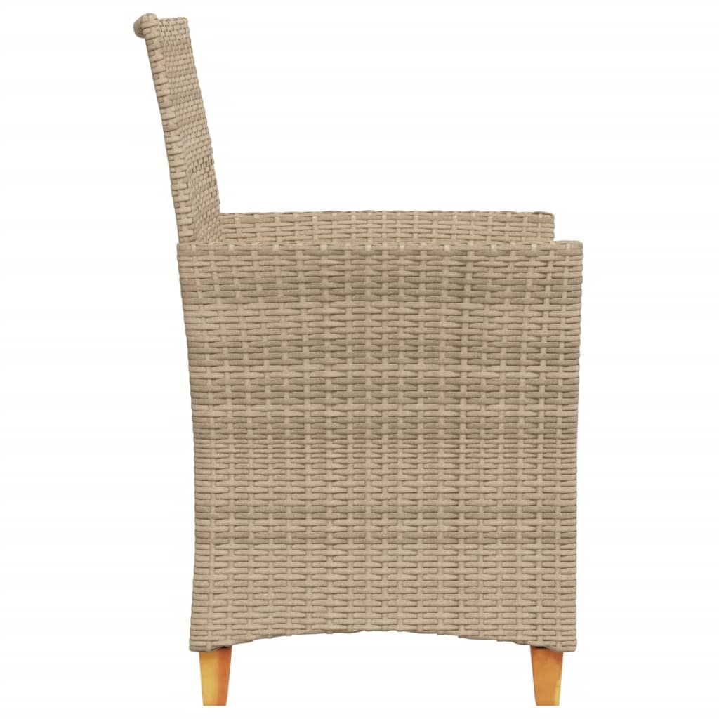 Sedie Giardino con Cuscini 2 pz Beige Polyrattan Legno Massello | homemem39
