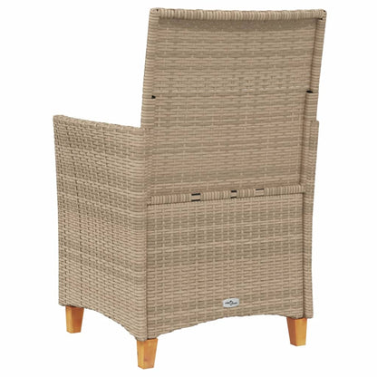 Sedie Giardino con Cuscini 2 pz Beige Polyrattan Legno Massello | homemem39