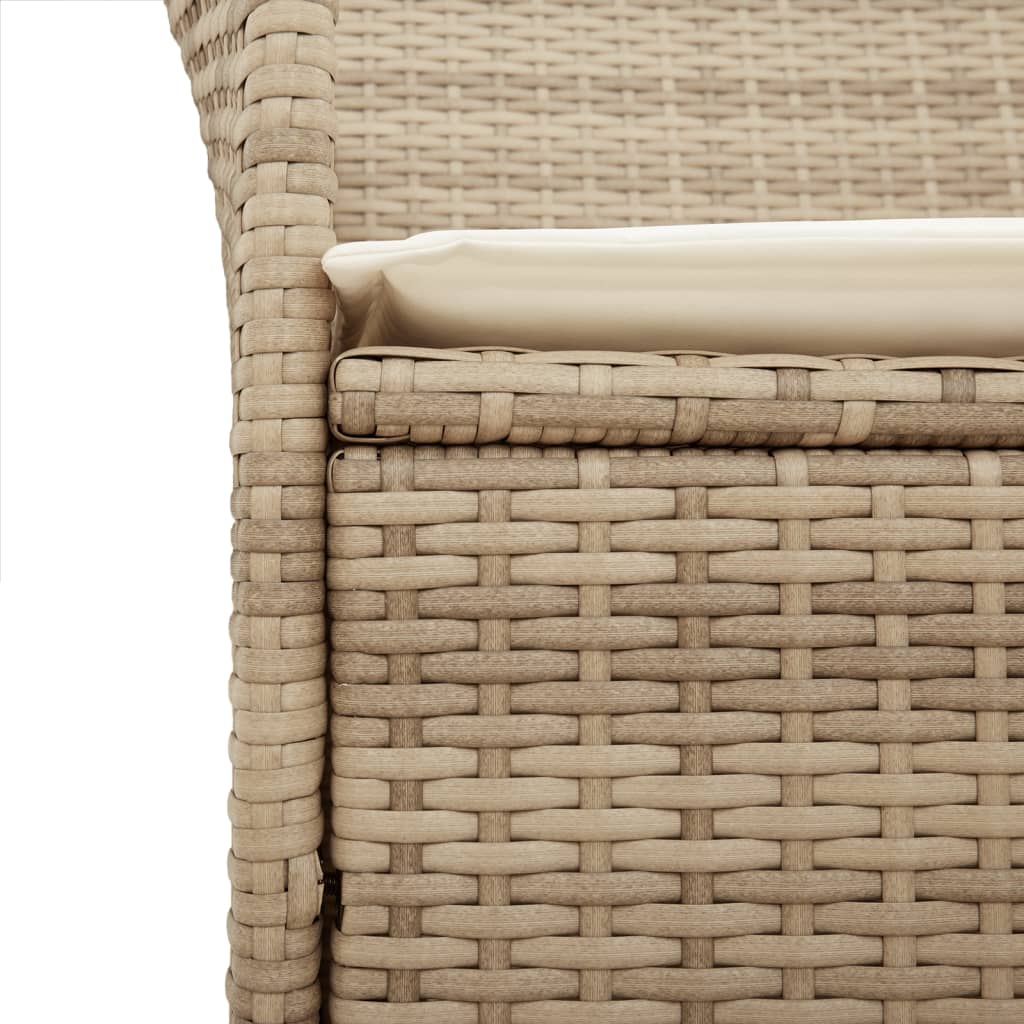 Sedie Giardino con Cuscini 2 pz Beige Polyrattan Legno Massello | homemem39
