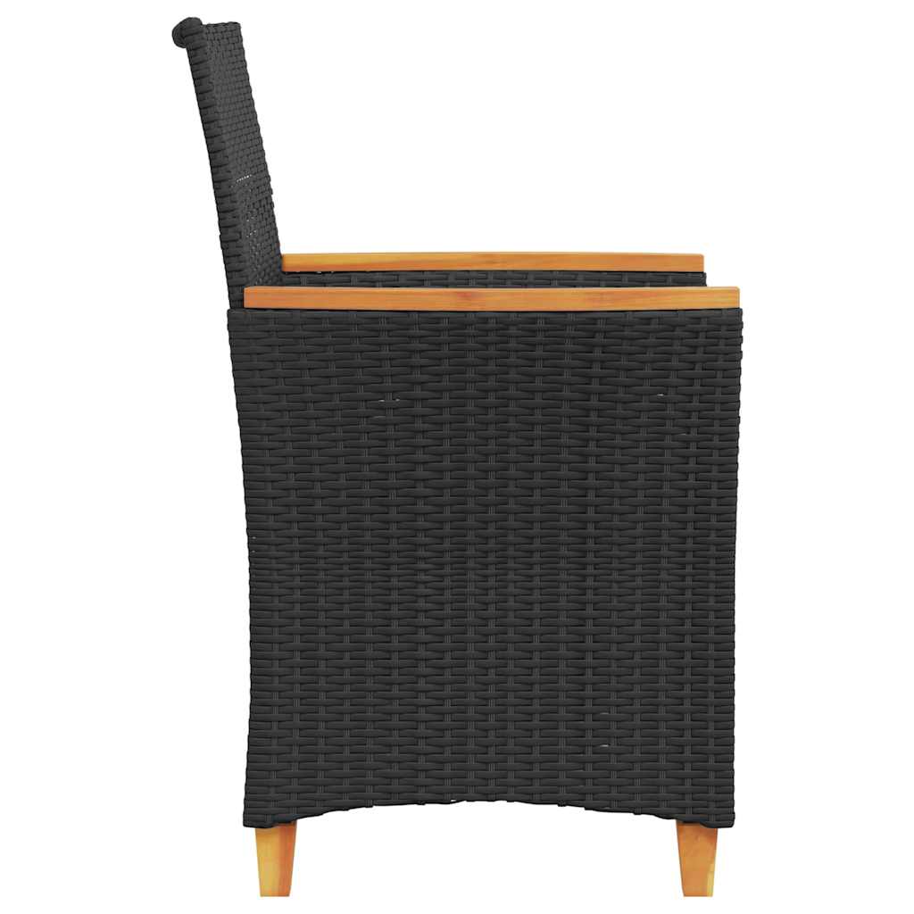 Sedie Giardino con Cuscini 2pz Nere Polyrattan e Legno Massello | homemem39
