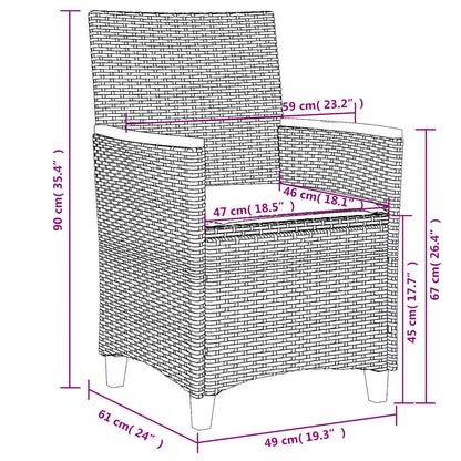 Sedie Giardino con Cuscini 2pz Nere Polyrattan e Legno Massello | homemem39