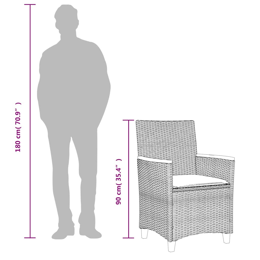 Sedie Giardino con Cuscini 2pz Nere Polyrattan e Legno Massello | homemem39