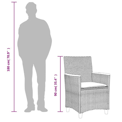Sedie Giardino con Cuscini 2pz Nere Polyrattan e Legno Massello | homemem39