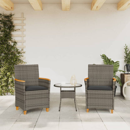 Sedie Giardino con Cuscini 2pz Grigie Polyrattan Legno Massello | homemem39