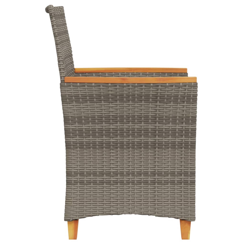 Sedie Giardino con Cuscini 2pz Grigie Polyrattan Legno Massello - homemem39