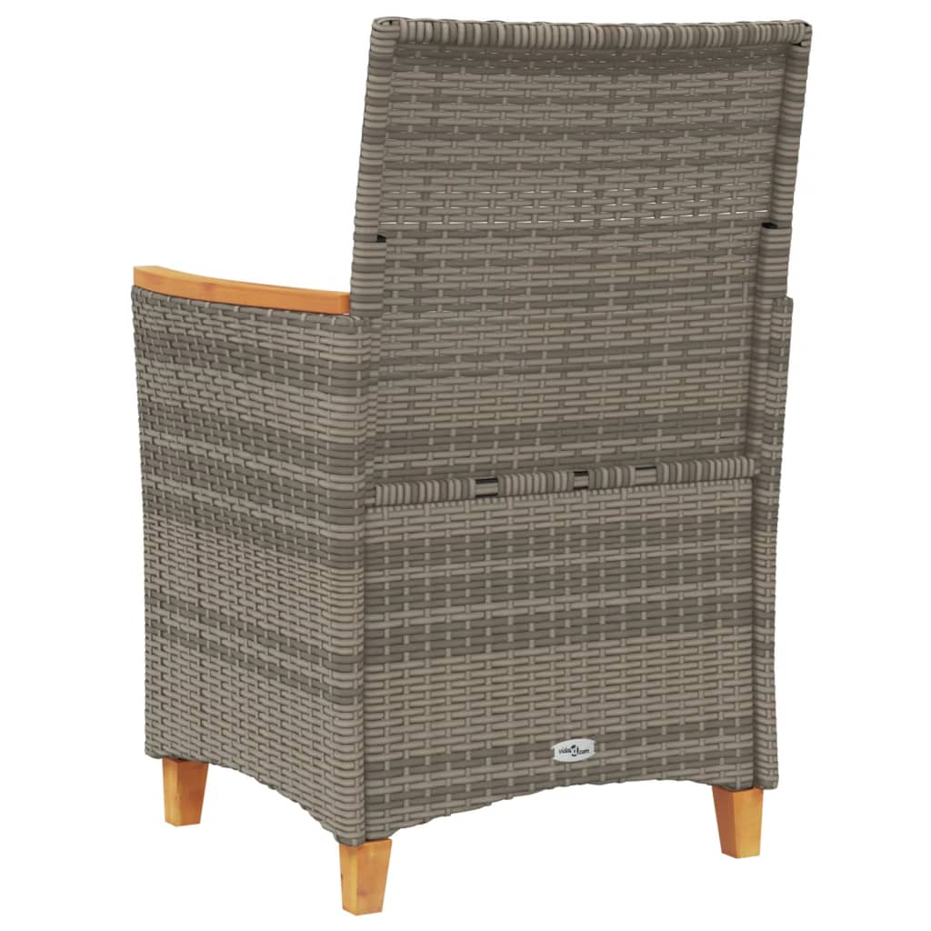 Sedie Giardino con Cuscini 2pz Grigie Polyrattan Legno Massello - homemem39