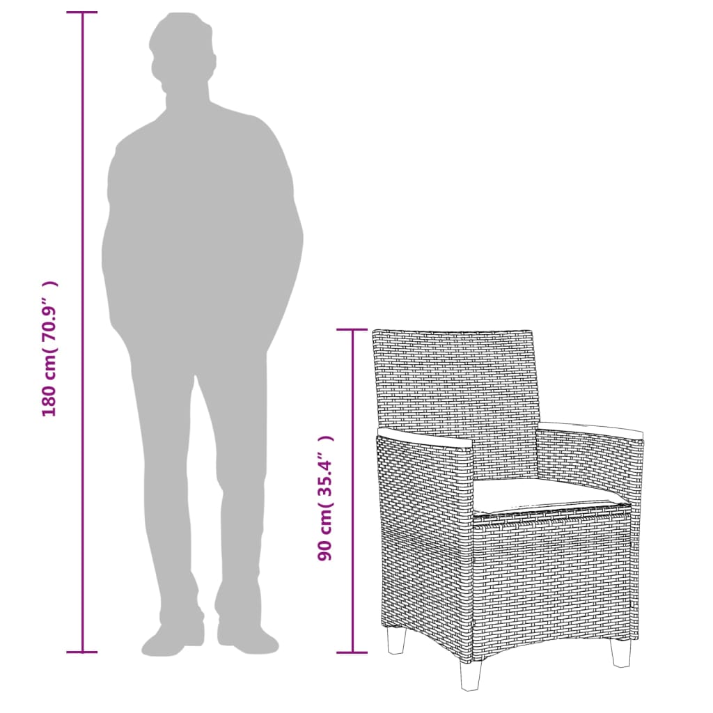 Sedie Giardino con Cuscini 2pz Grigie Polyrattan Legno Massello | homemem39
