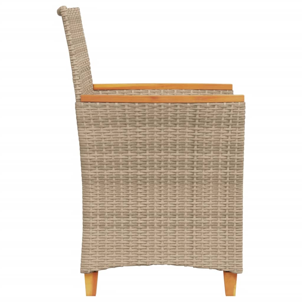 Sedie Giardino con Cuscini 2 pz Beige Polyrattan Legno Massello - homemem39