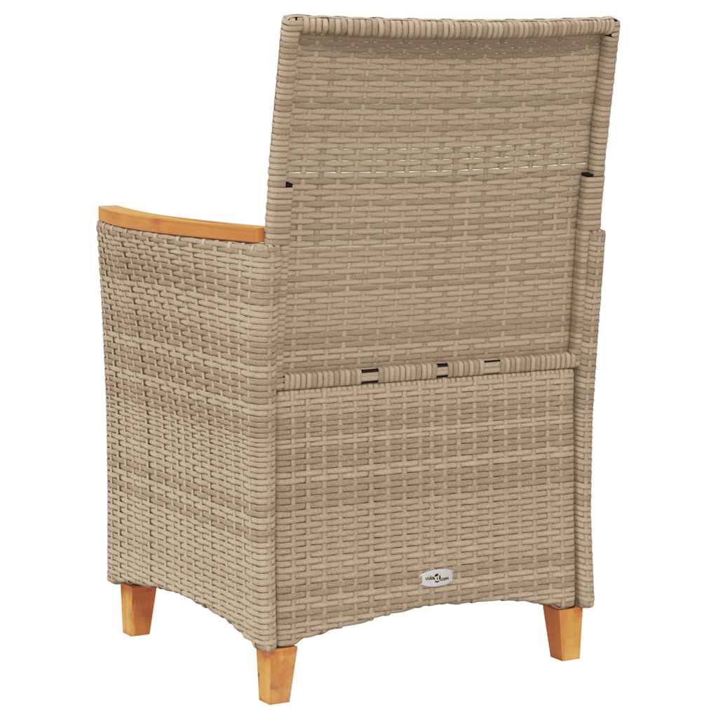 Sedie Giardino con Cuscini 2 pz Beige Polyrattan Legno Massello | homemem39