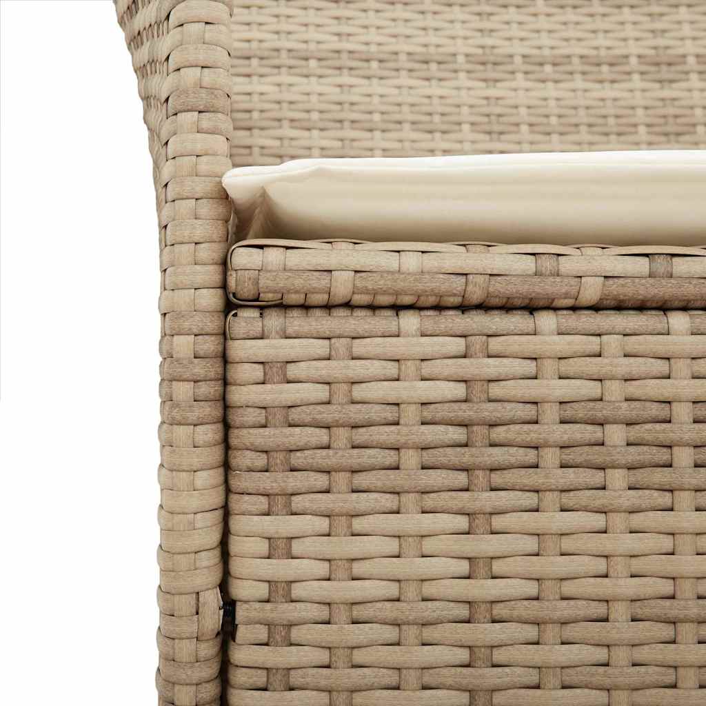 Sedie Giardino con Cuscini 2 pz Beige Polyrattan Legno Massello | homemem39