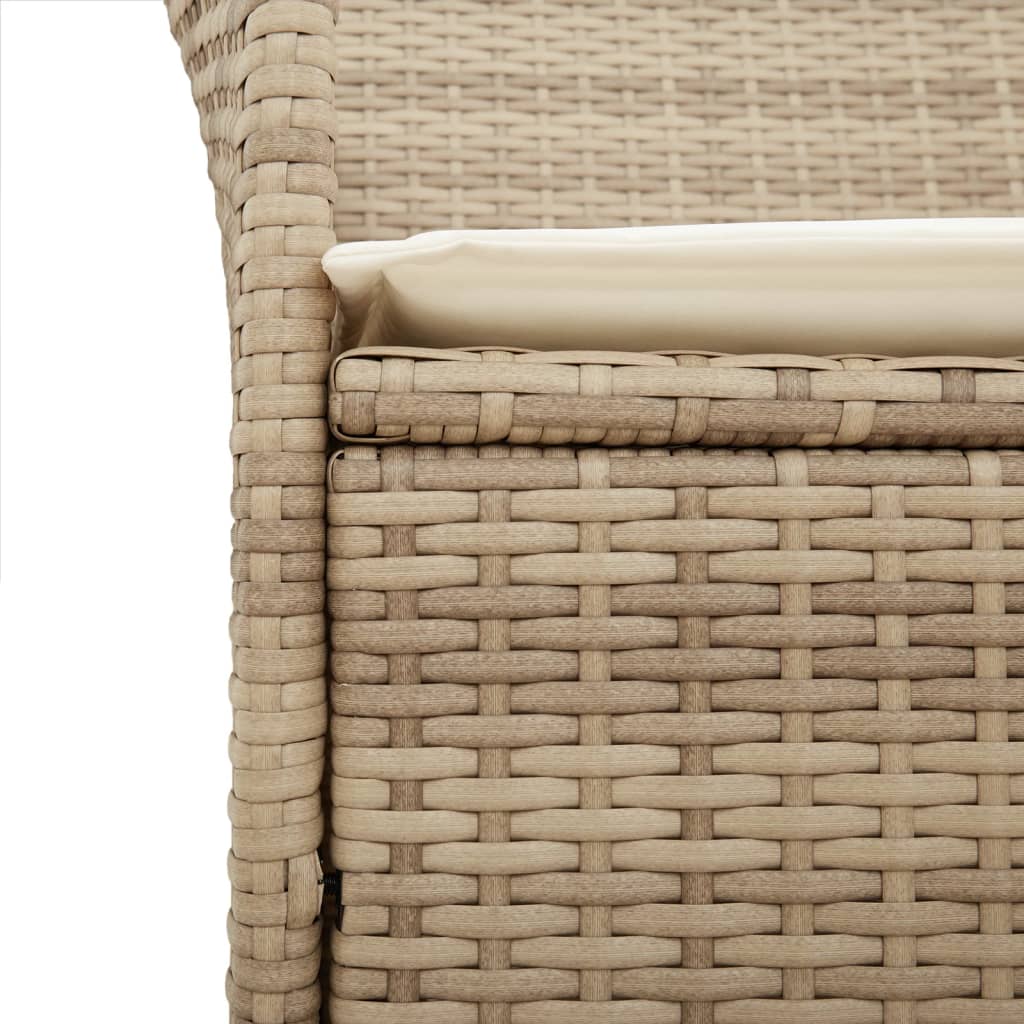 Sedie Giardino con Cuscini 2 pz Beige Polyrattan Legno Massello - homemem39
