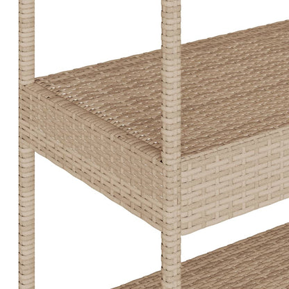 Carrello da Bar 3 Livelli Beige in Polyrattan e Massello Acacia - homemem39