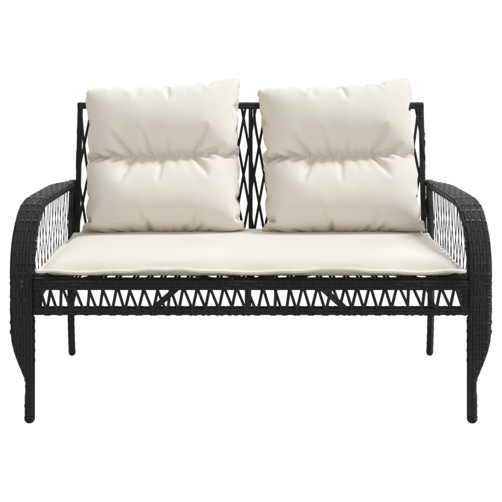 Set Divani da Giardino 4 pz con Cuscini Nero in Polyrattan | homemem39