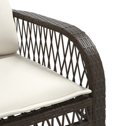 Set Divano da Giardino 4 pz con Cuscini Marrone in Polyrattan