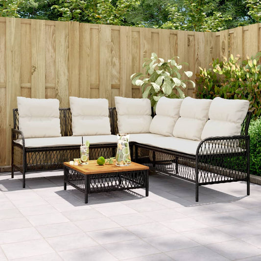 Set Divani da Giardino 2 pz con Cuscini in Polyrattan Nero - homemem39