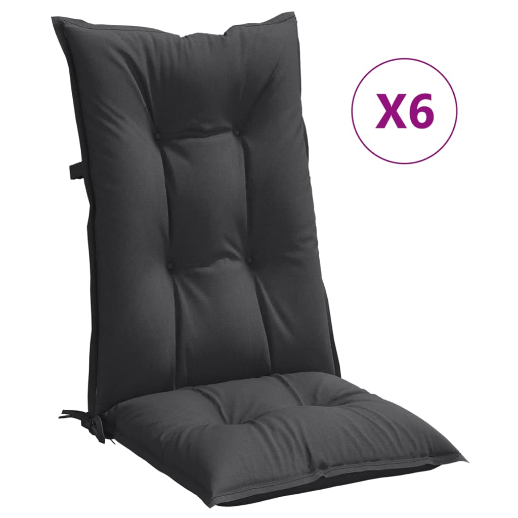 Cuscini Sedia Schiena Alta 6 Antracite Mélange 120x50x7 Tessuto | homemem39