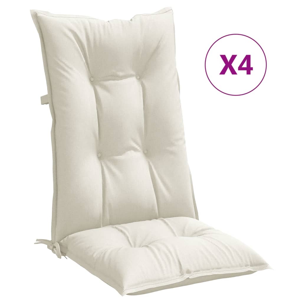Cuscini Sedia Schiena Alta 4 Crema Mélange 120x50x7 Tessuto | homemem39