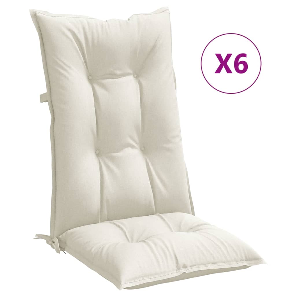Cuscini Sedia Schiena Alta 6 Crema Mélange 120x50x7 Tessuto | homemem39