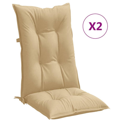 Cuscini Sedia Schiena Alta 2 Beige Mélange 120x50x7 Tessuto | homemem39