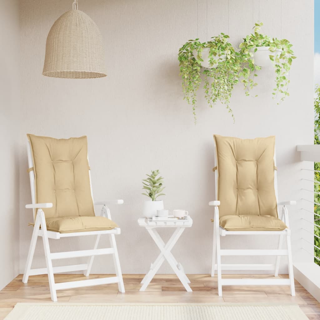 Cuscini Sedia Schiena Alta 2 Beige Mélange 120x50x7 Tessuto | homemem39