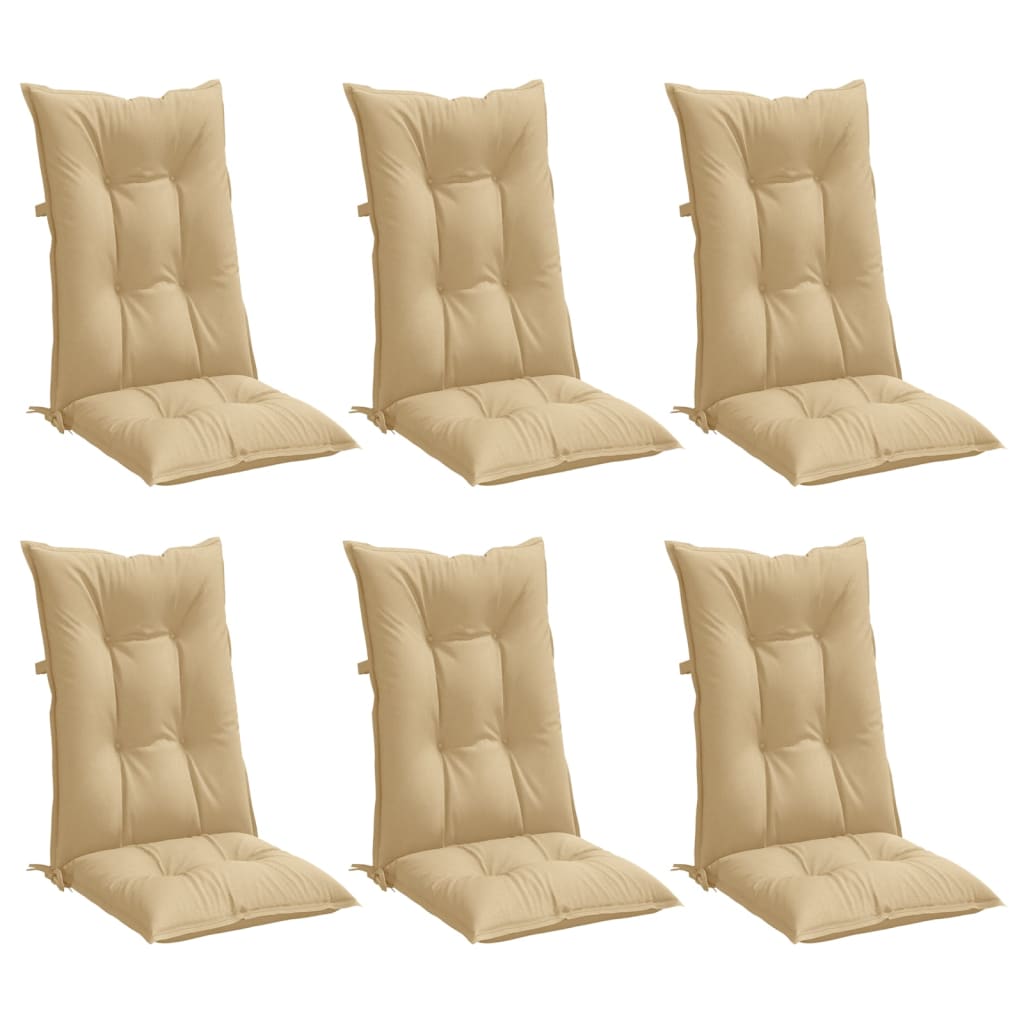 Cuscini Sedia Schiena Alta 6 Beige Mélange 120x50x7 Tessuto | homemem39