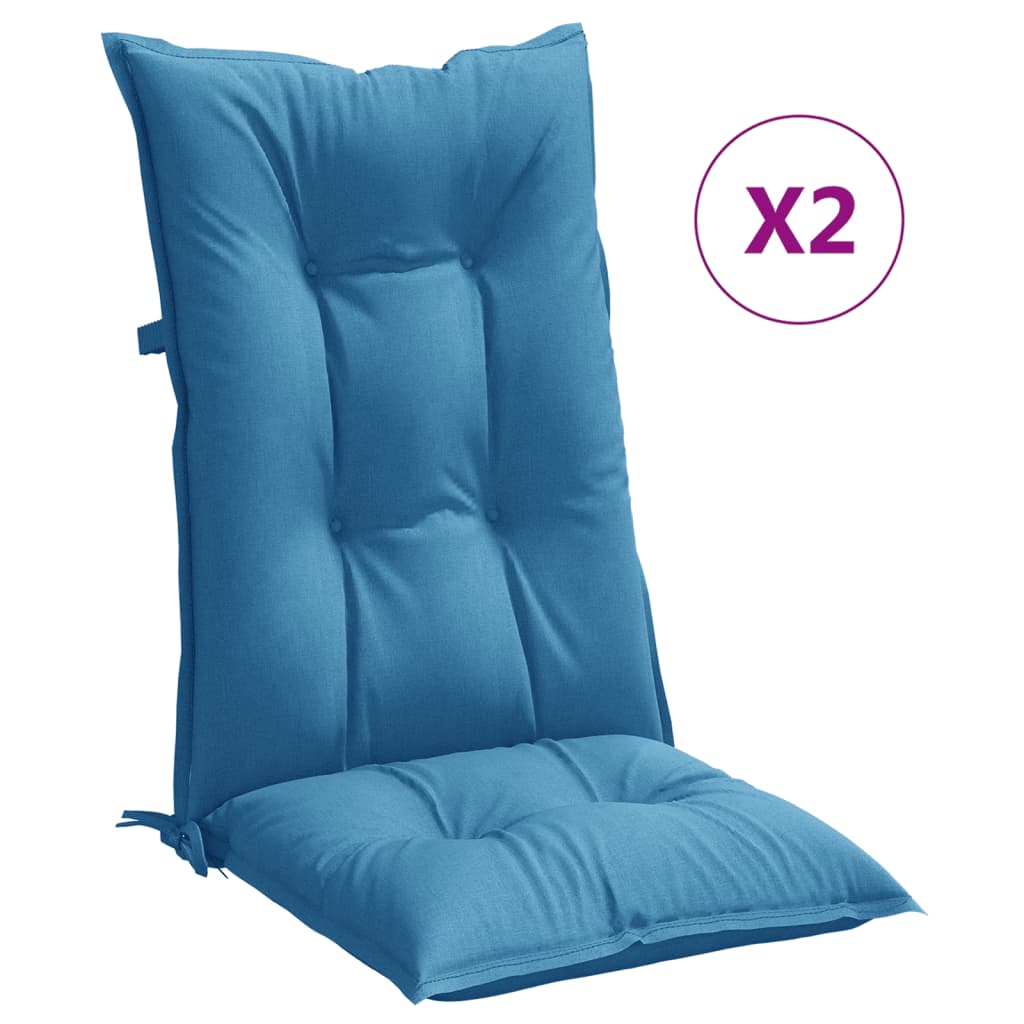 Cuscini Sedia Schiena Alta 2 Blu Mélange 120x50x7 Tessuto | homemem39